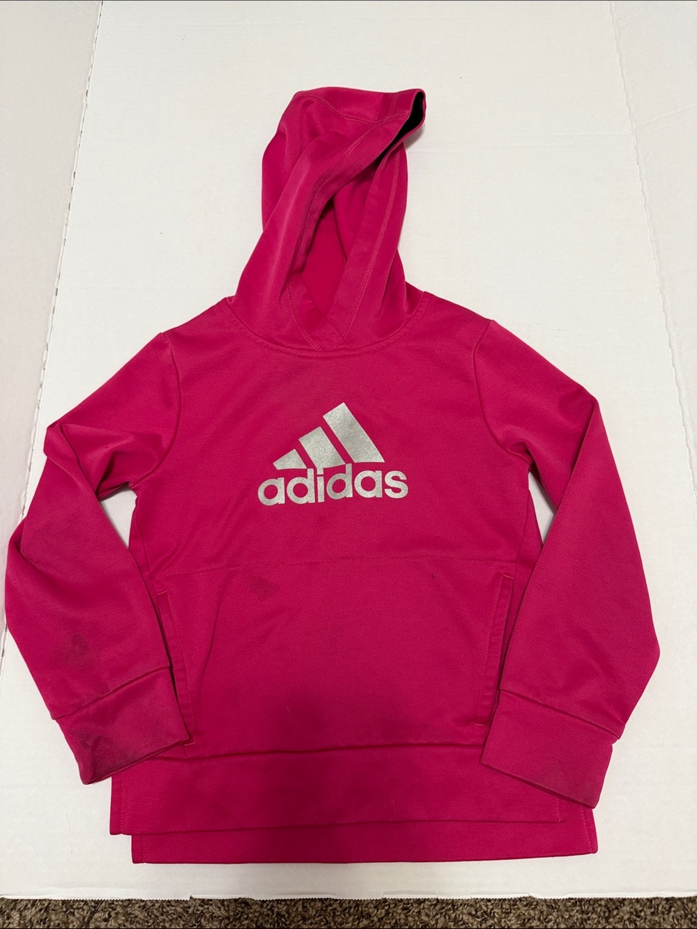 adidas Girls' Pink Hoodie with Silver Logo